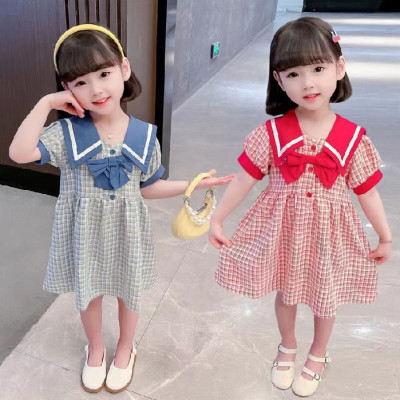 dress ribbon sailor chic plaid (211505) dress anak perempuan